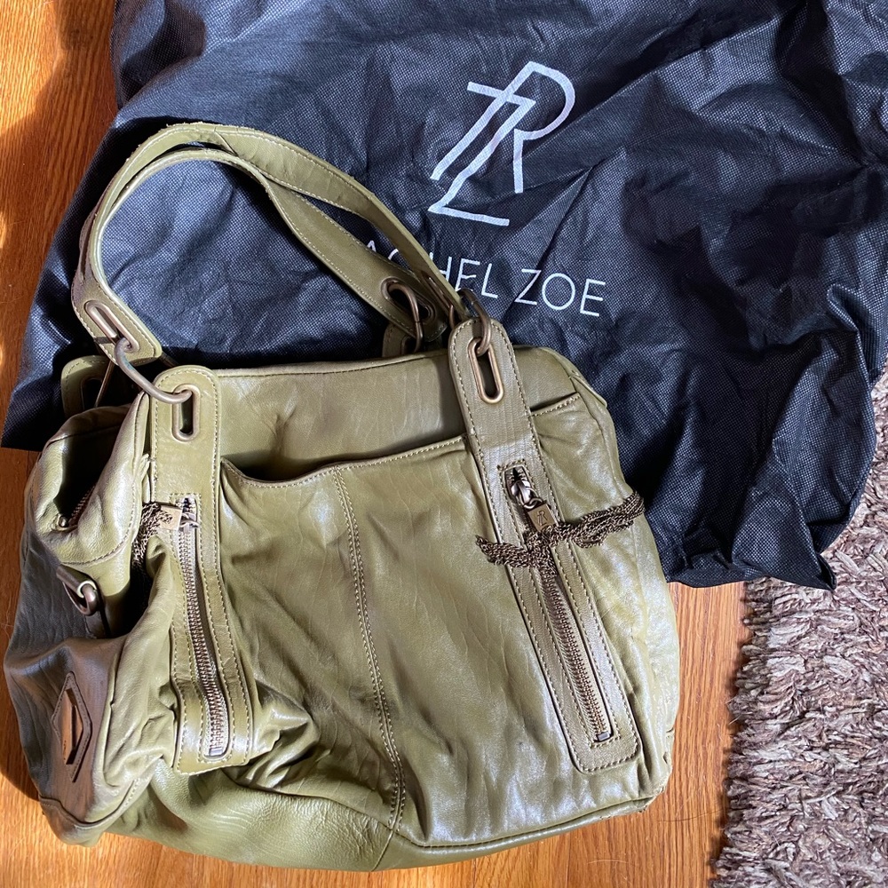 RACHEL ZOE OLIVE GREEN SATCHEL HANDBAG